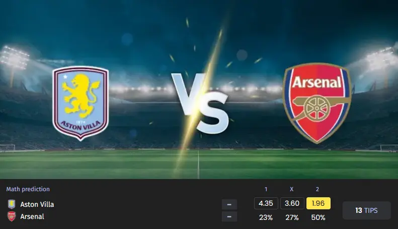 پیش بینی استون ویلا مقابل آرسنال