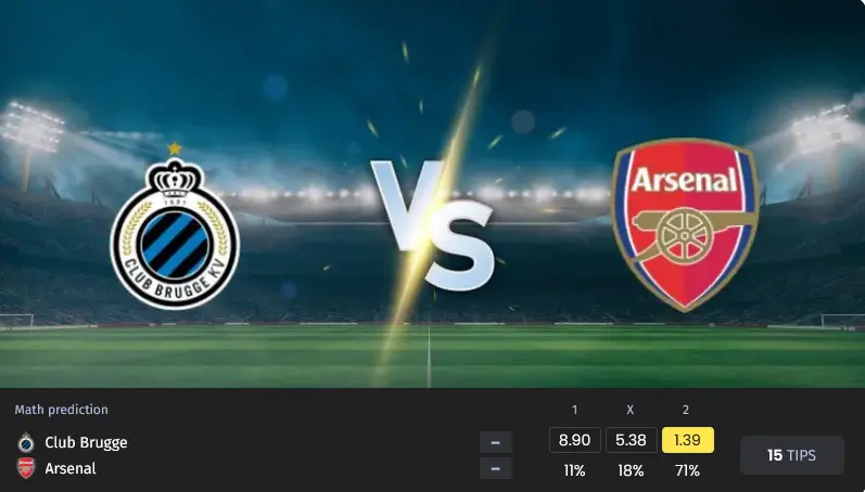 پیش بینی بروژ مقابل آرسنال