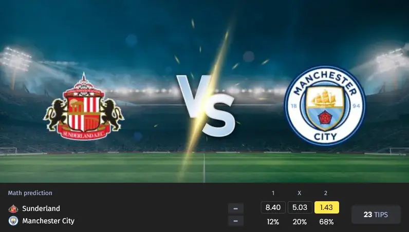 پیش بینی ساندرلند مقابل منچسترسیتی
